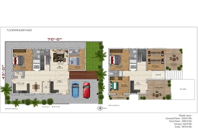 7.2 cents East Facing Floor Plan