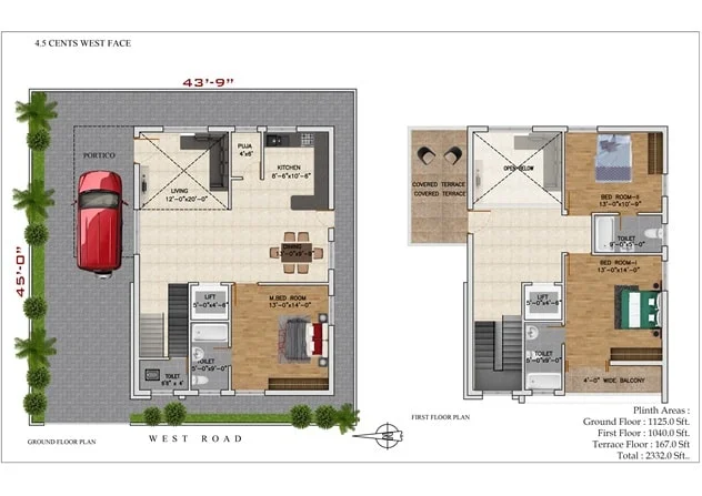 4.5 cents West Facing Floor Plan