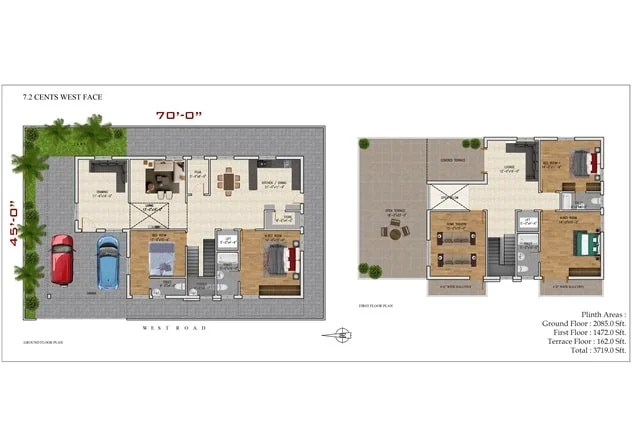 7.2 cents West Facing Floor Plan